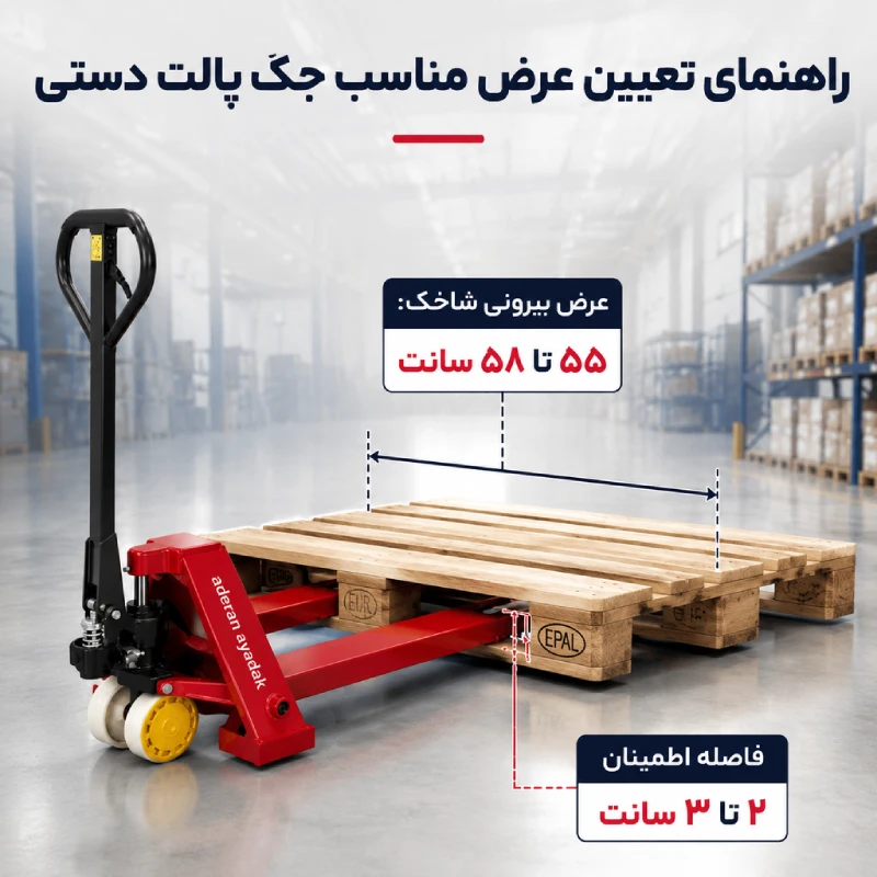 راهنمای تعیین عرض مناسب جک پالت دستی